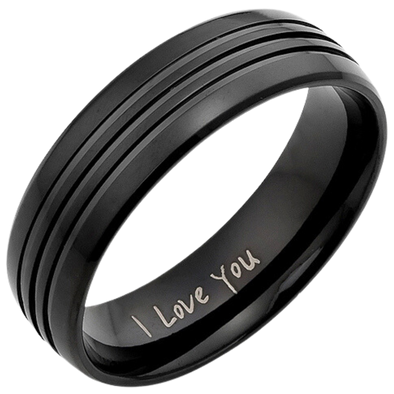 Mens Titanium Ring Engraved I Love You 8mm