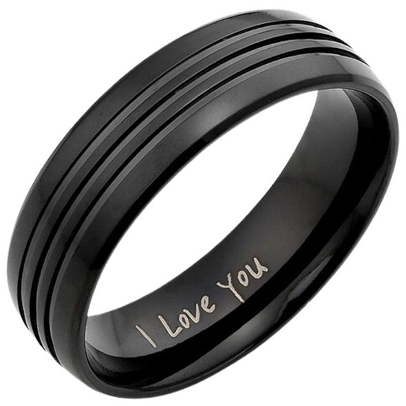 Mens Titanium Ring Engraved I Love You 8mm