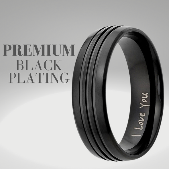 Mens Titanium Ring Engraved I Love You 8mm