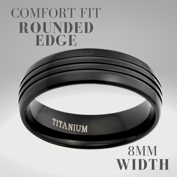 Mens Titanium Ring Engraved I Love You 8mm