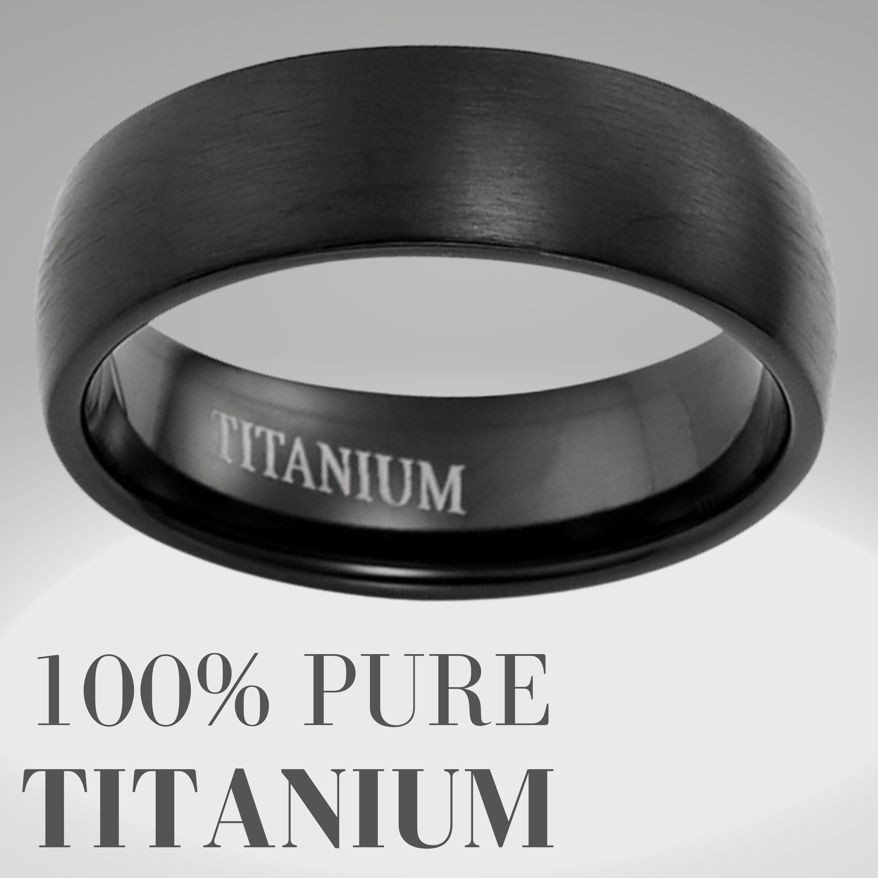Men's 7mm Black Titanium Band Ring Etched I Love You