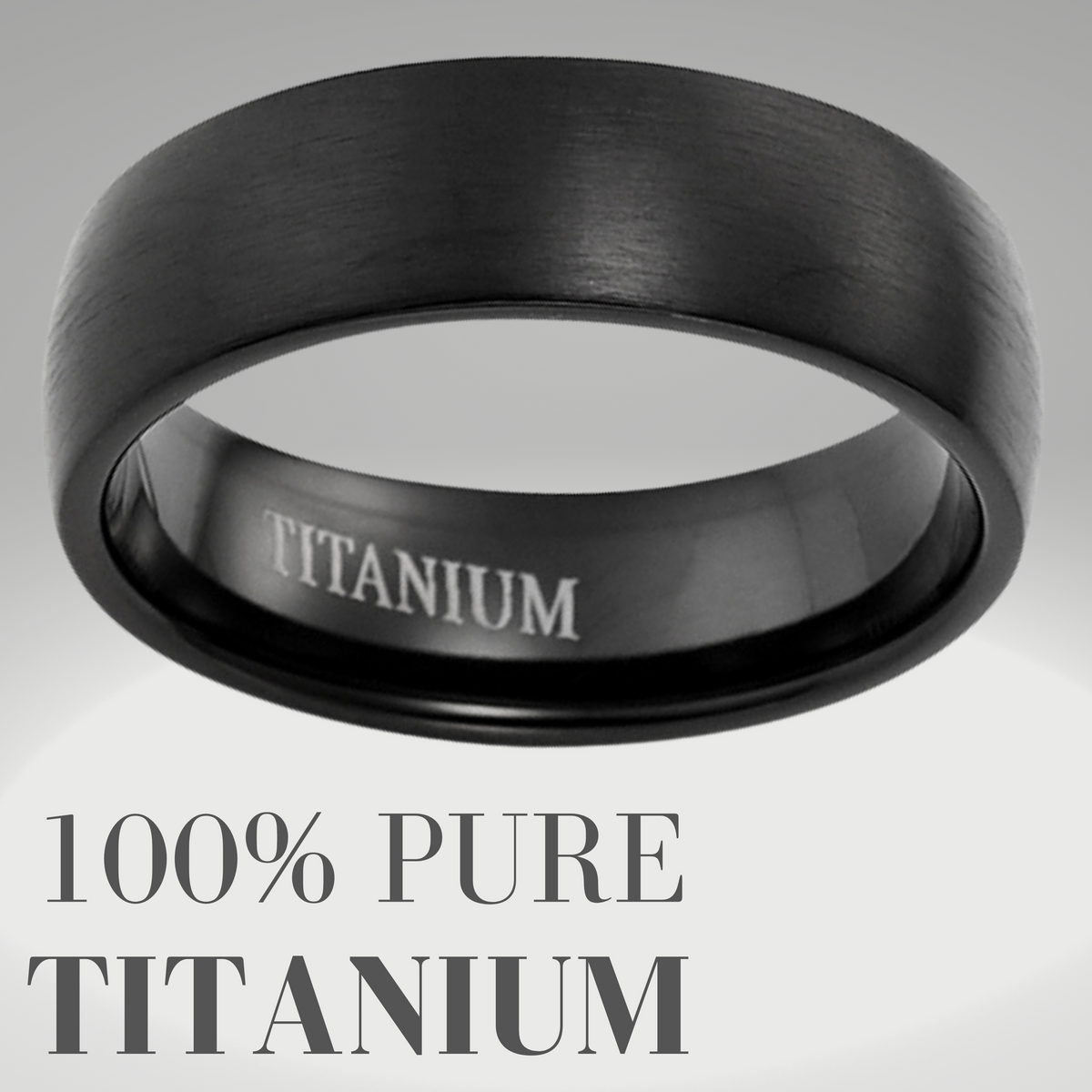 Men&#39;s 7mm Black Titanium Band Ring Engraved I Love You