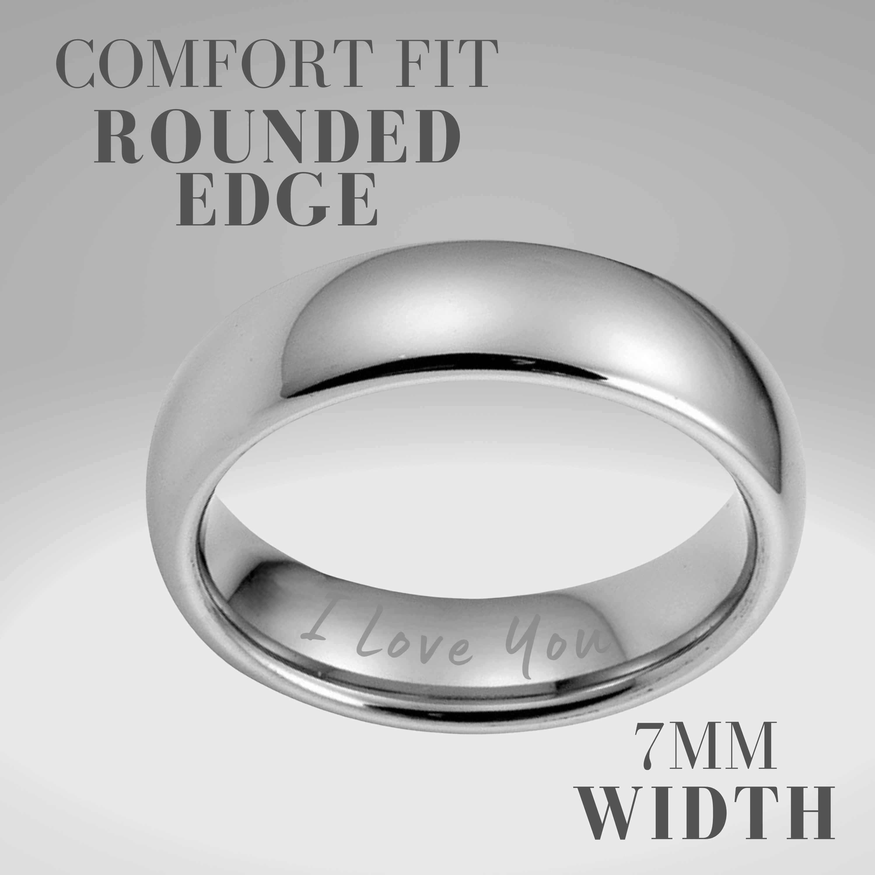 Men's Ring Etched I Love You - Tungsten 7mm