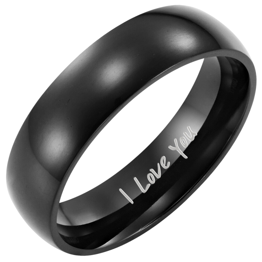 Men’s Ring Engraved I Love You Black Titanium