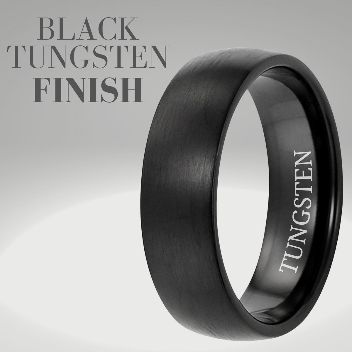 Men’s 7mm Black Tungsten Ring Engraved- I Love You