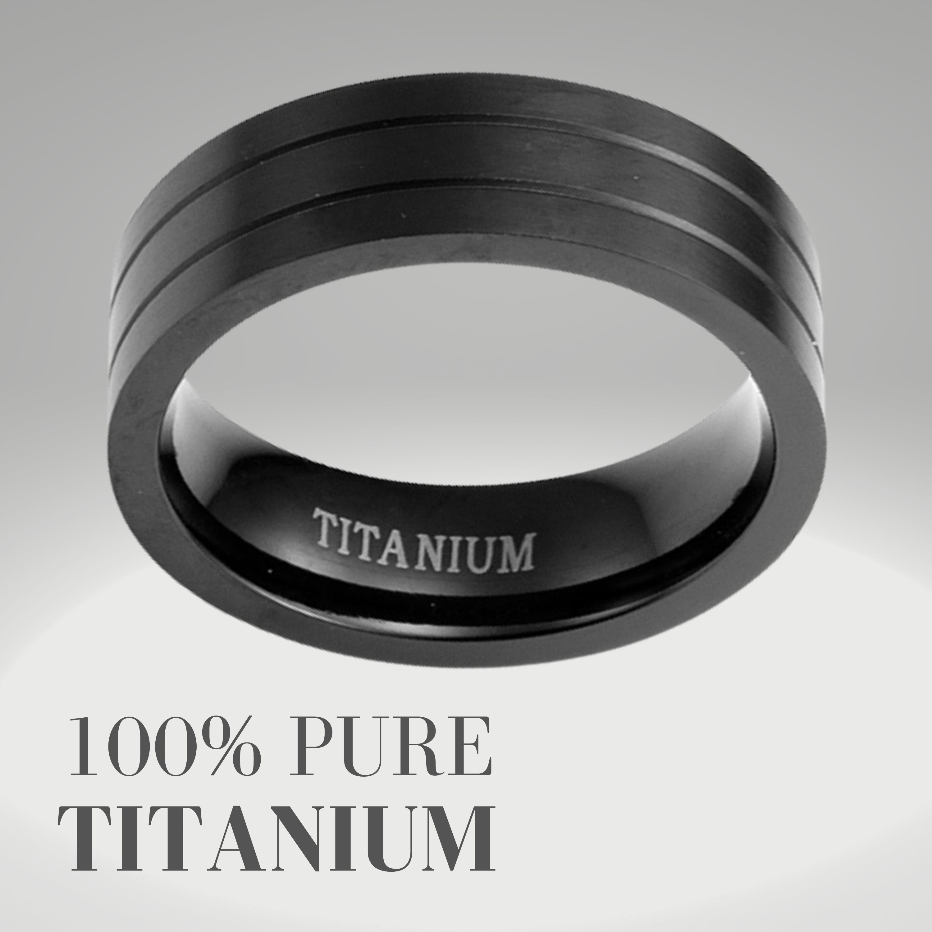 Mens Black Ring Engraved I Love You Titanium 7mm
