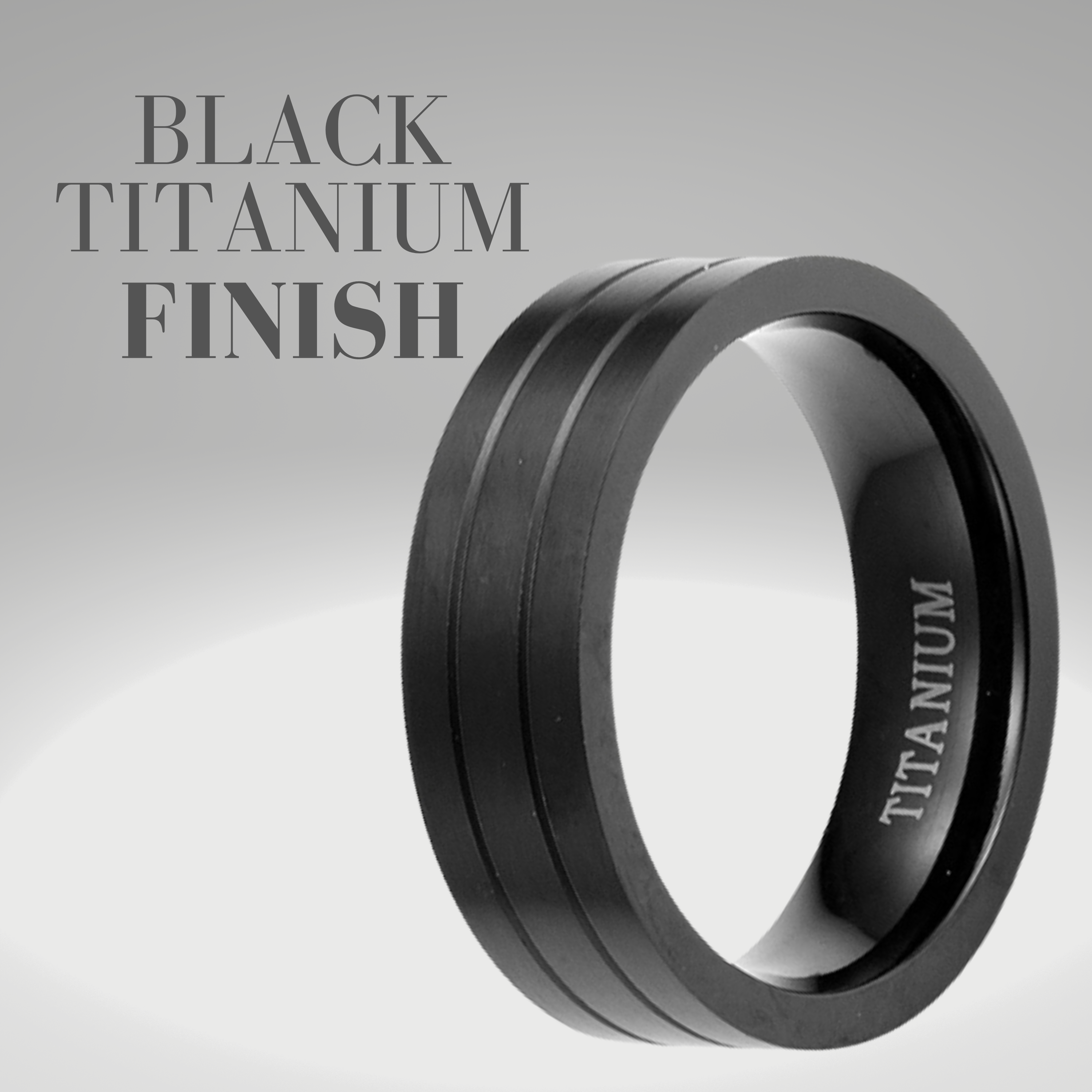 Mens Black Ring Engraved I Love You Titanium 7mm