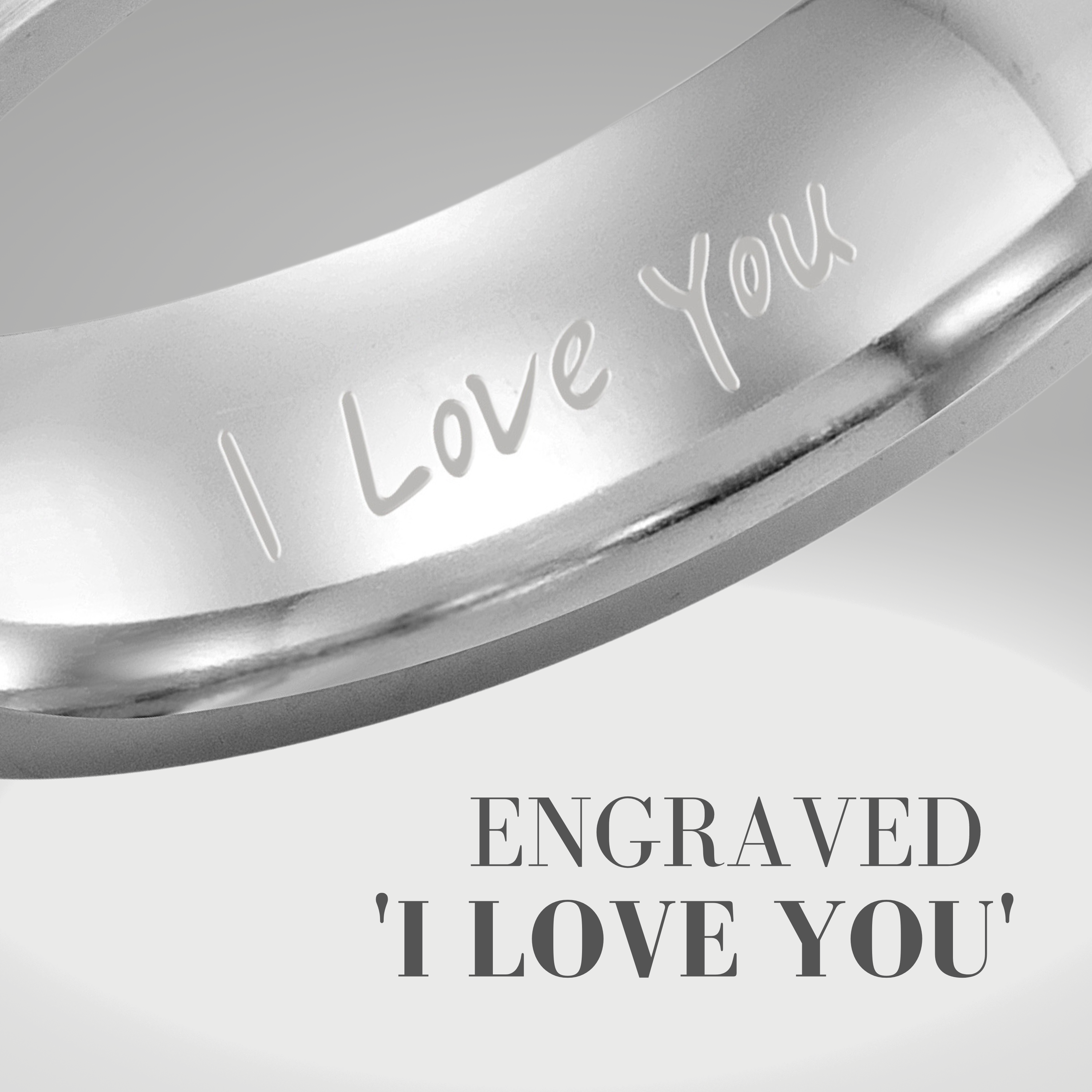 Mens 7mm Titanium Ring Etched I Love You