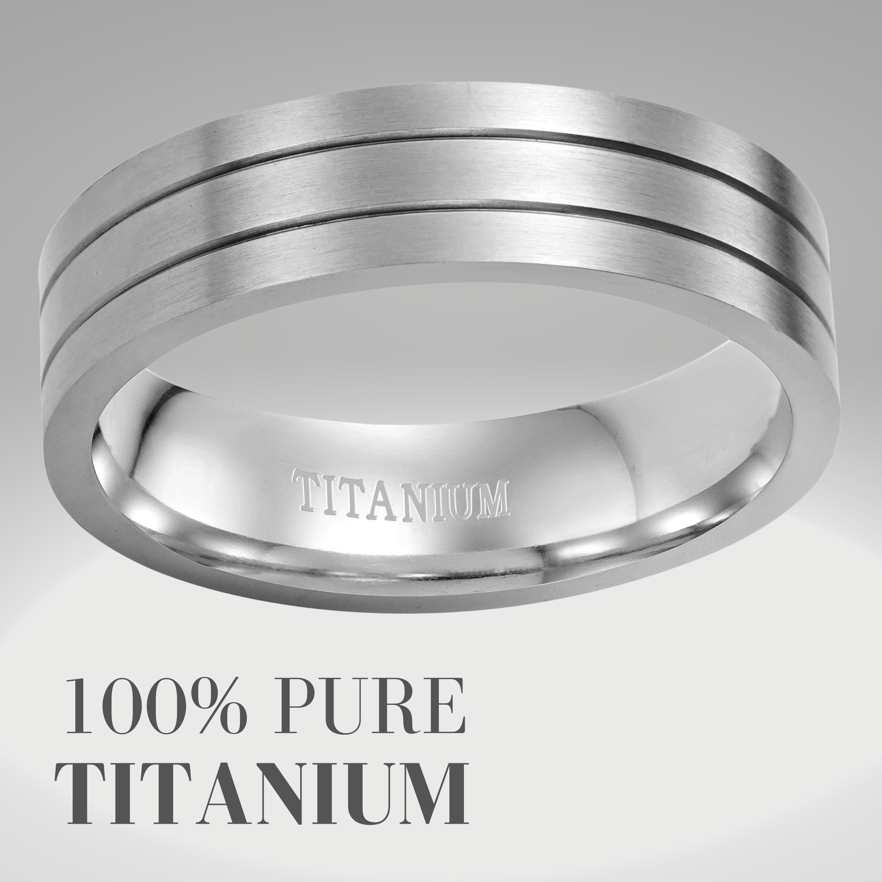 Mens 7mm Titanium Ring Etched I Love You