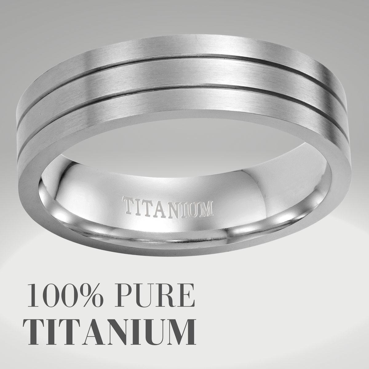 Mens 7mm Titanium Ring Engraved I Love You