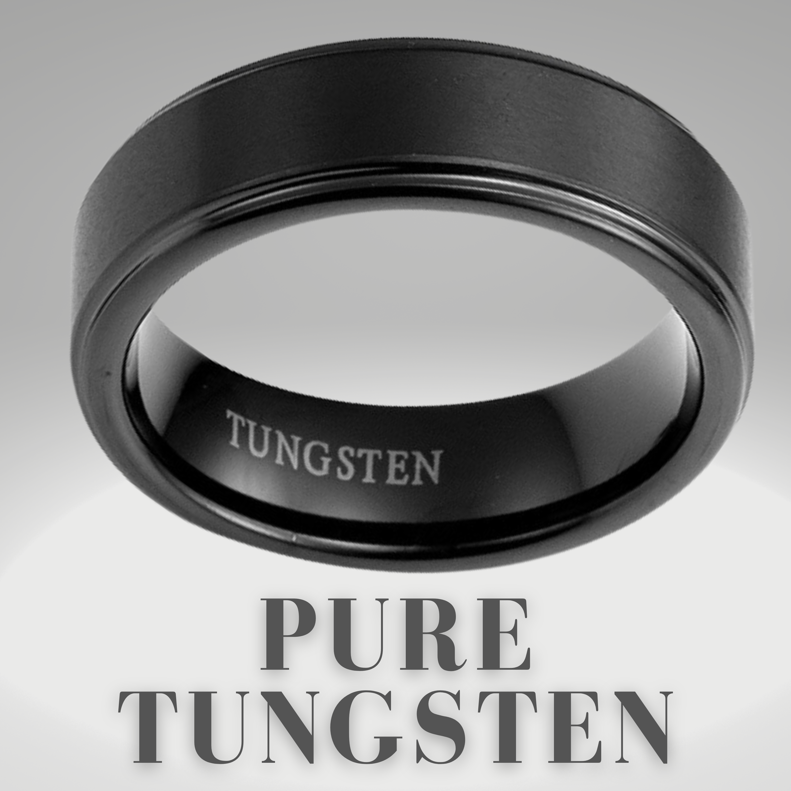 Men’s Black Tungsten Ring 7mm Etched I love You