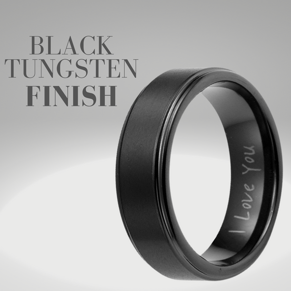Mens 7mm Titanium Ring Engraved with I Love You