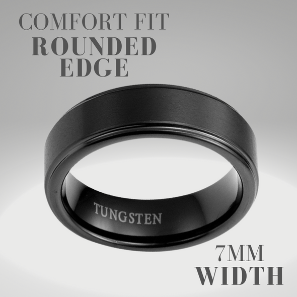 Mens 7mm Titanium Ring Engraved with I Love You