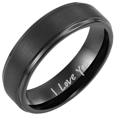 Men’s I Love You Tungsten Ring - Black 7mm