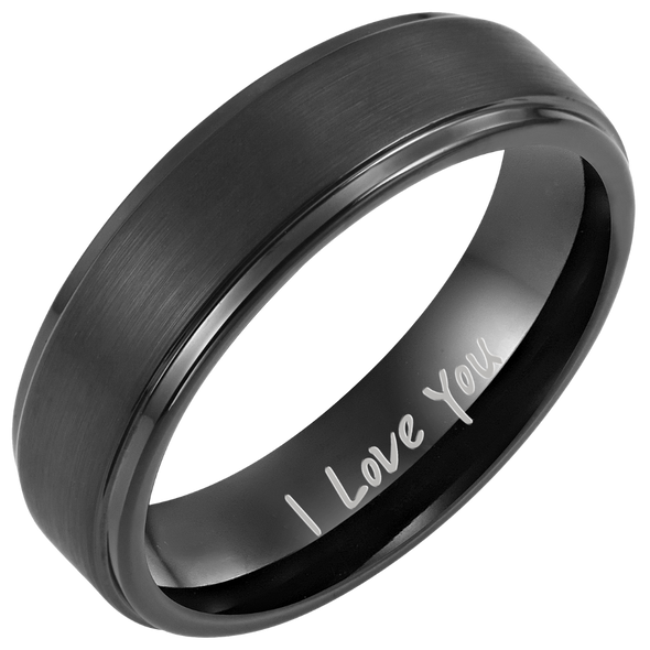Men’s I Love You Tungsten Ring - Black 7mm