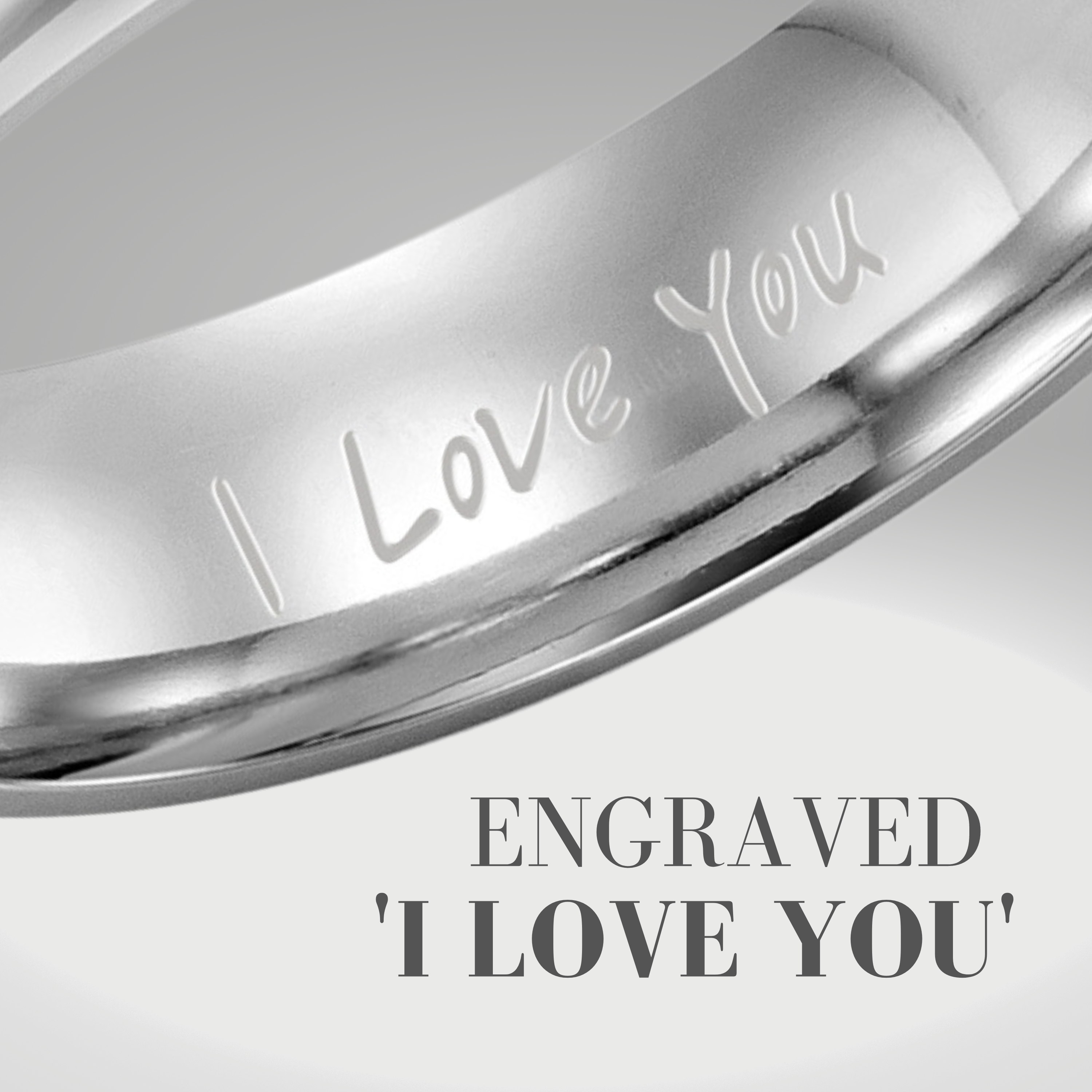 Mens Titanium Ring Etched I Love You 7mm