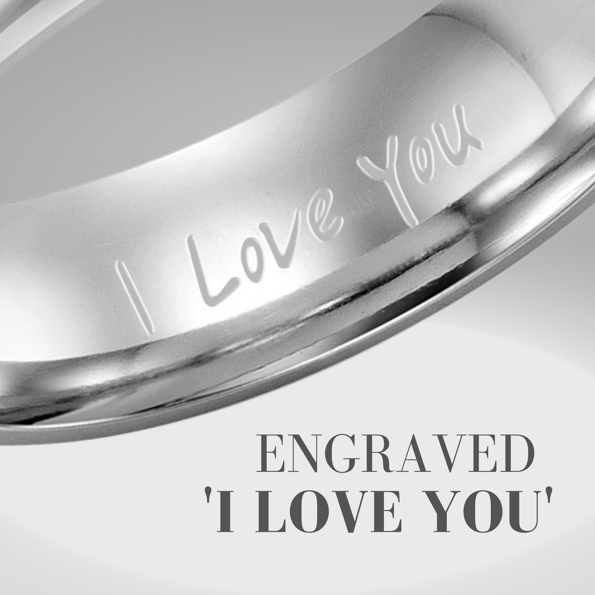 Mens Titanium Ring Engraved I Love You 7mm
