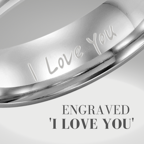Mens Titanium Band Ring Engraved I Love You 7mm