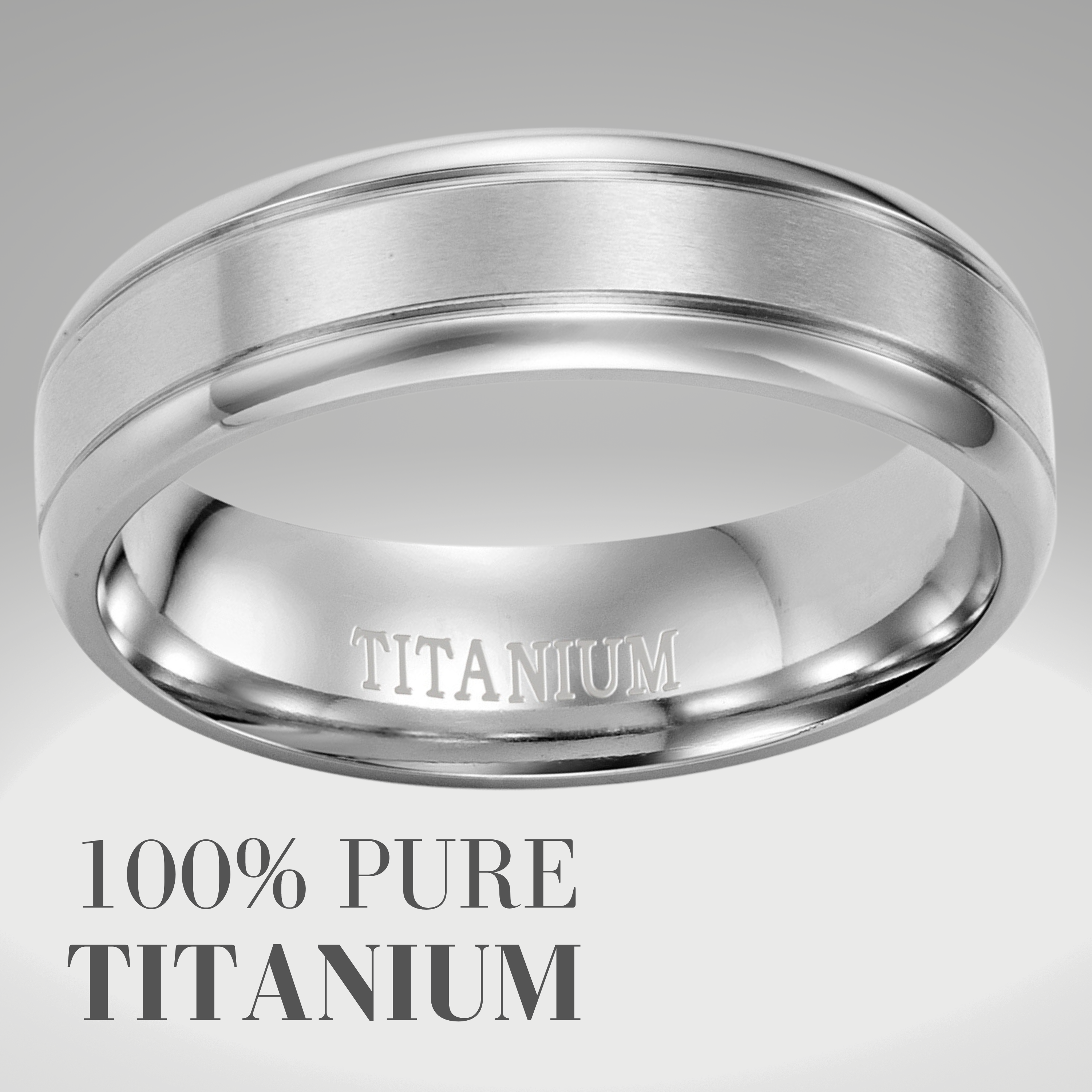 Mens Titanium Band Ring Etched I Love You 7mm