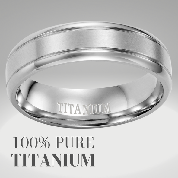 Mens Titanium Band Ring Engraved I Love You 7mm