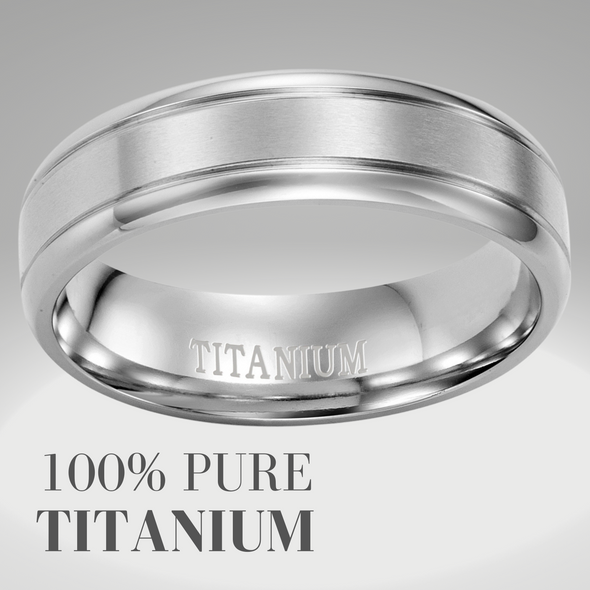 Mens Titanium Ring Engraved I Love You 7mm