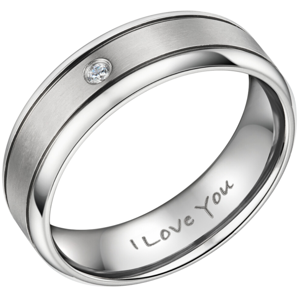 Mens Titanium Ring Engraved I Love You 7mm