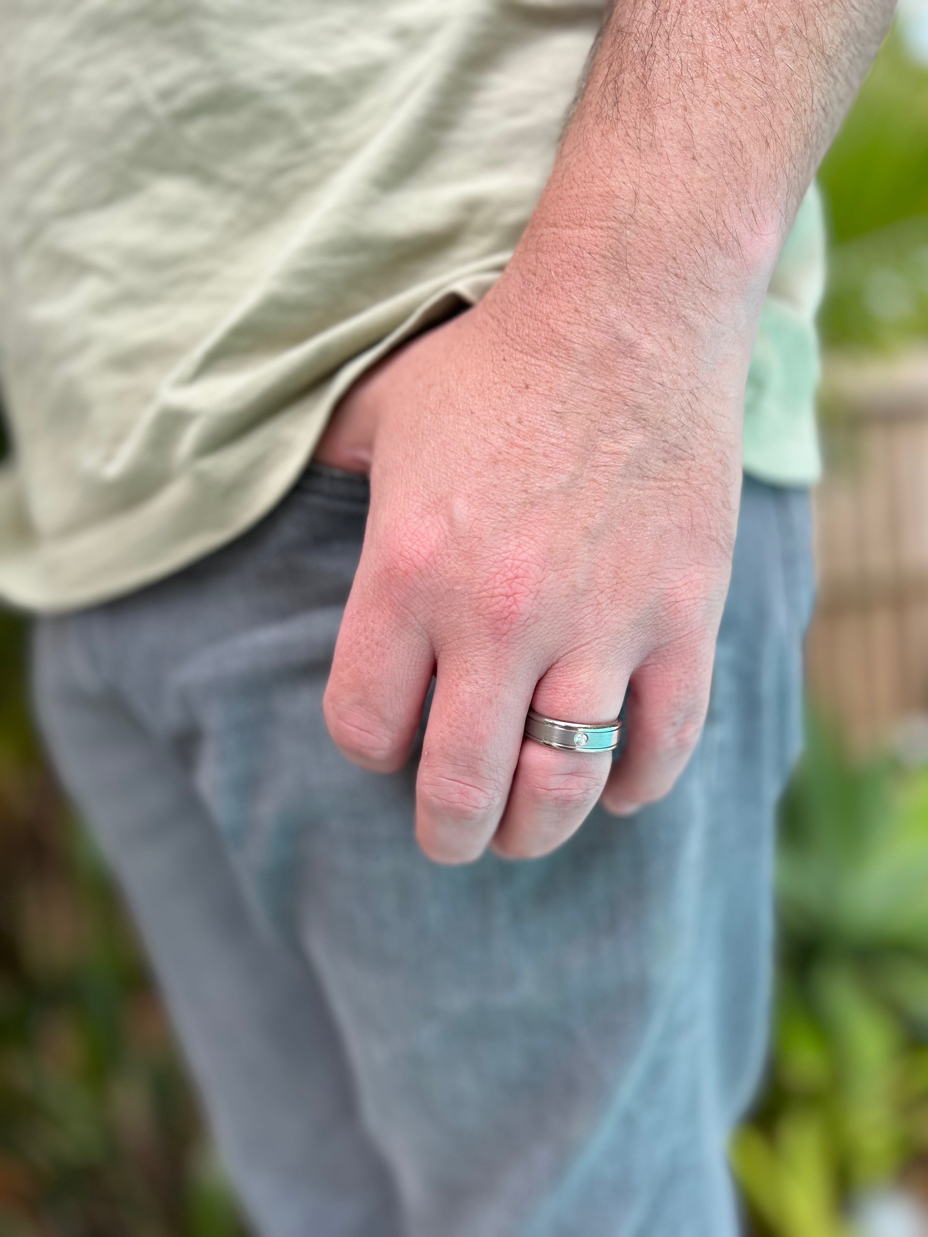 Mens Titanium Ring Etched I Love You 7mm