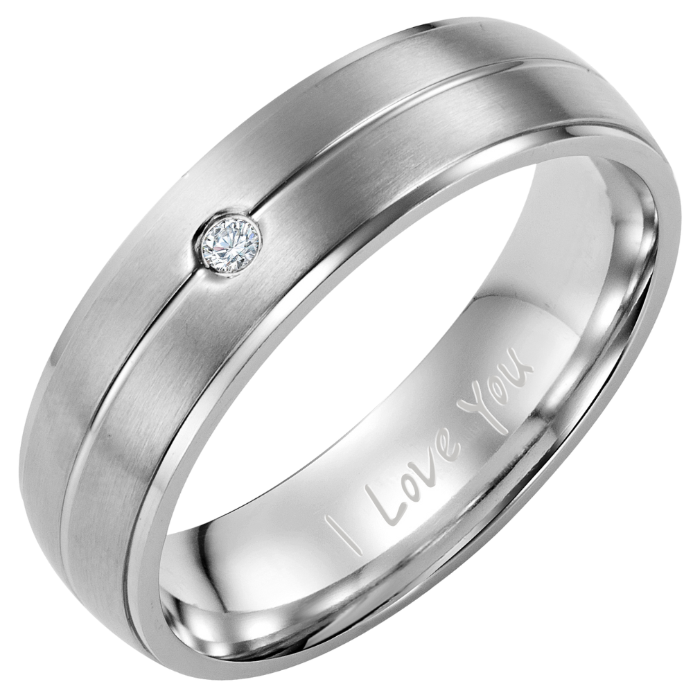 Mens Titanium Ring I Love You 7mm