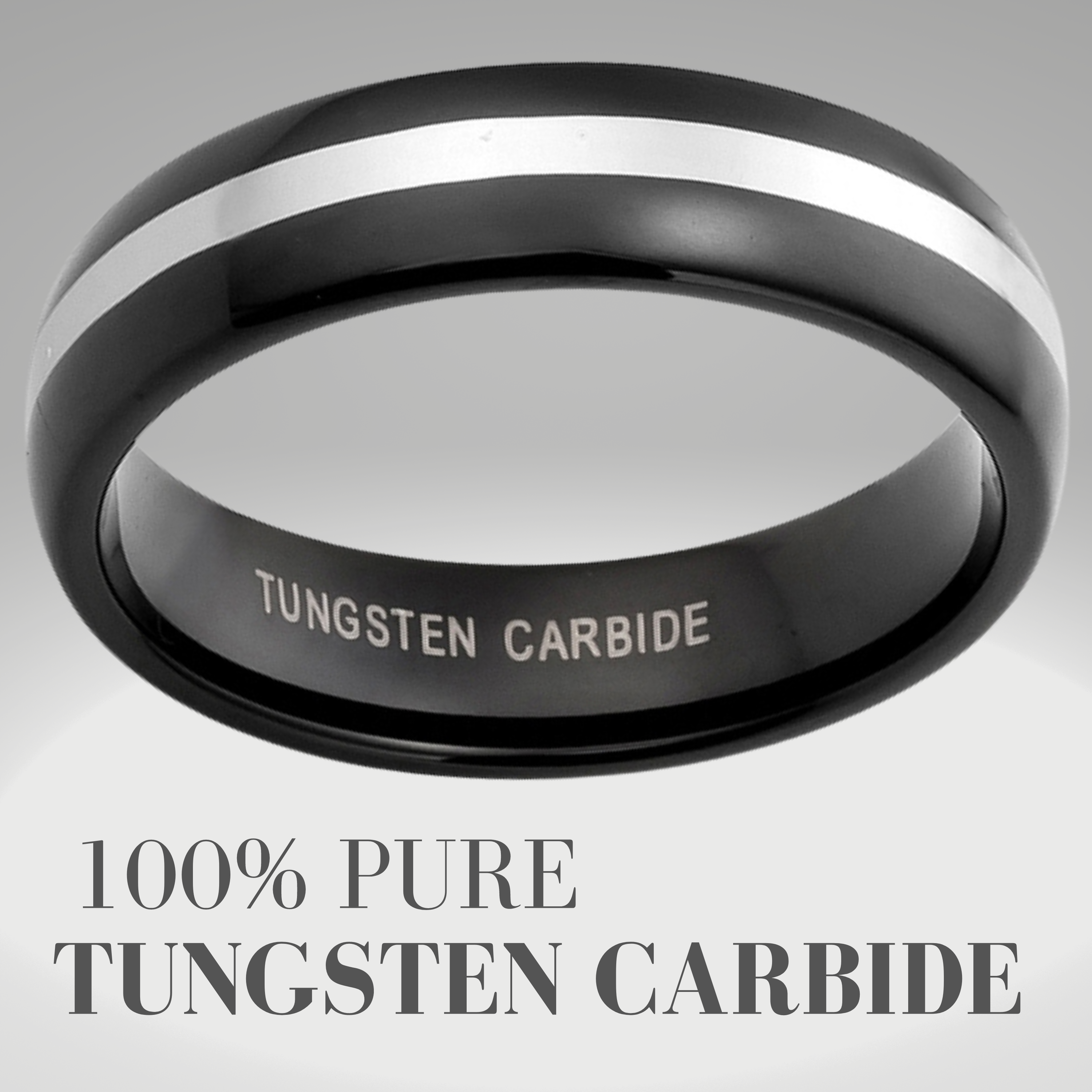 Men's Tungsten Carbide Ring Two Tone Black Etched I love You