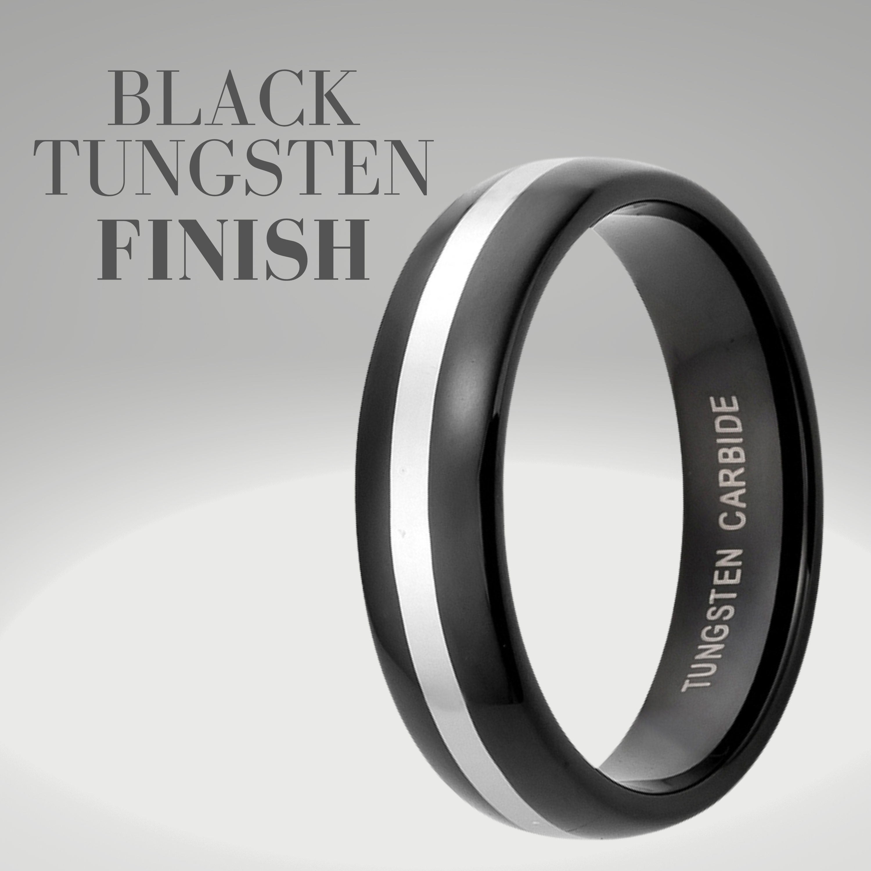 Men's Tungsten Carbide Ring Two Tone Black Etched I love You