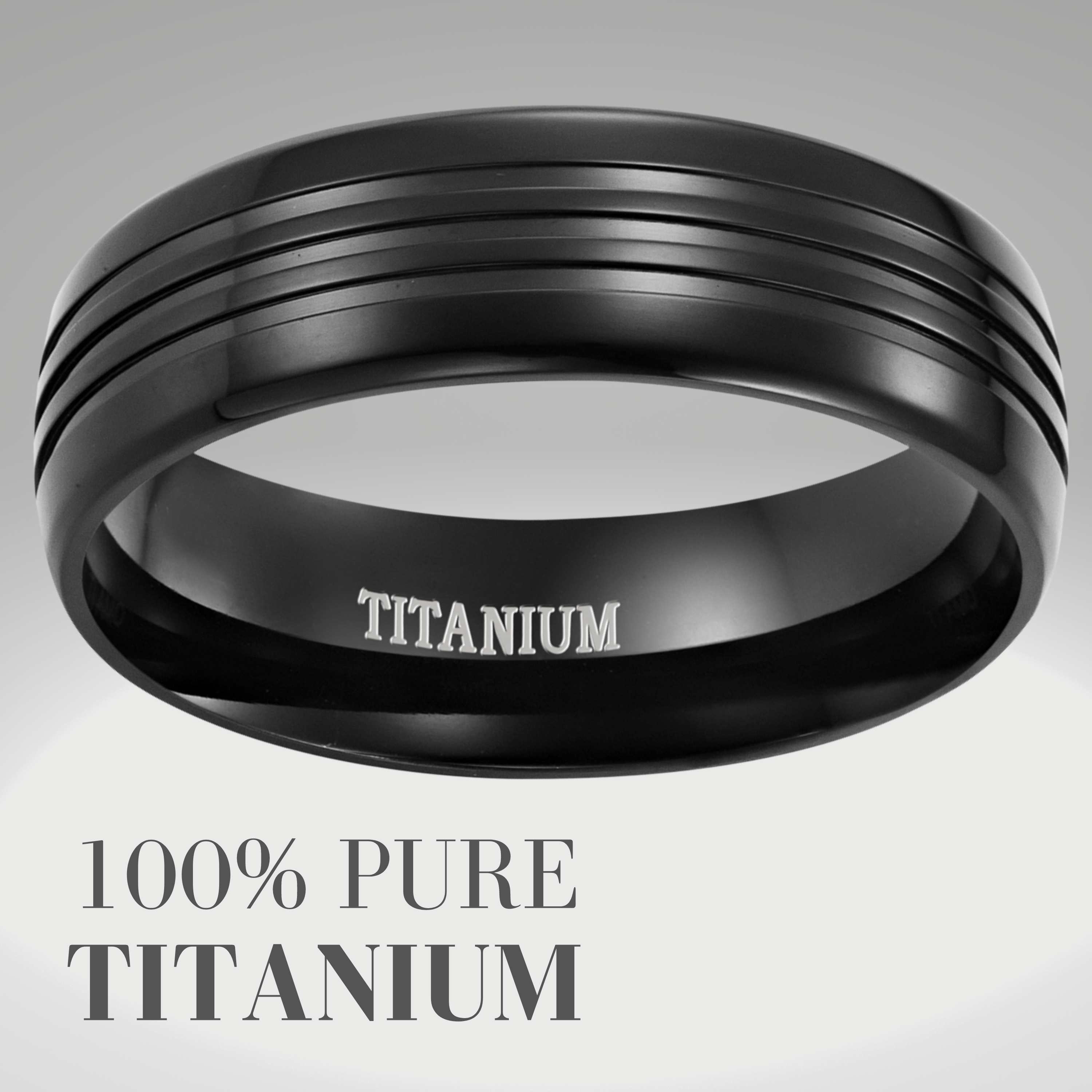 Men's 8mm Black Titanium Ring