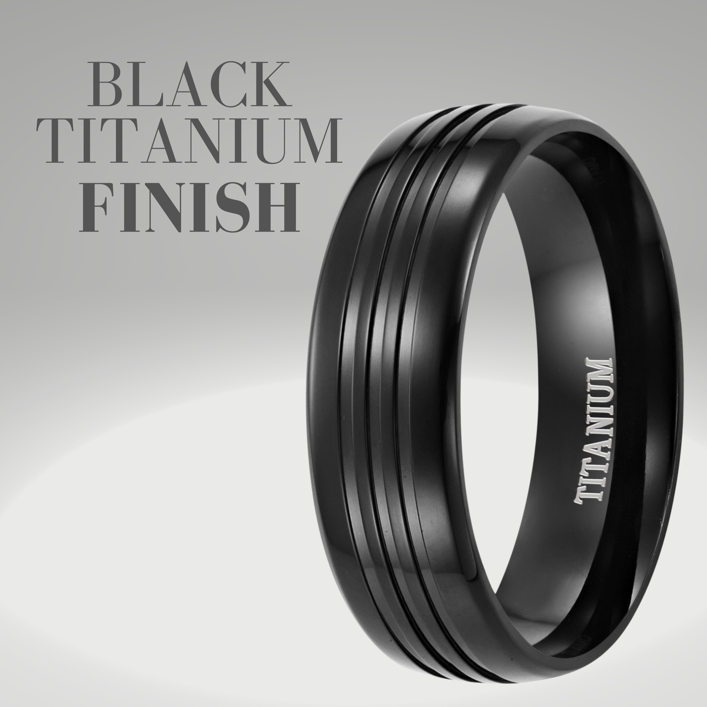 Men's 8mm Black Titanium Ring