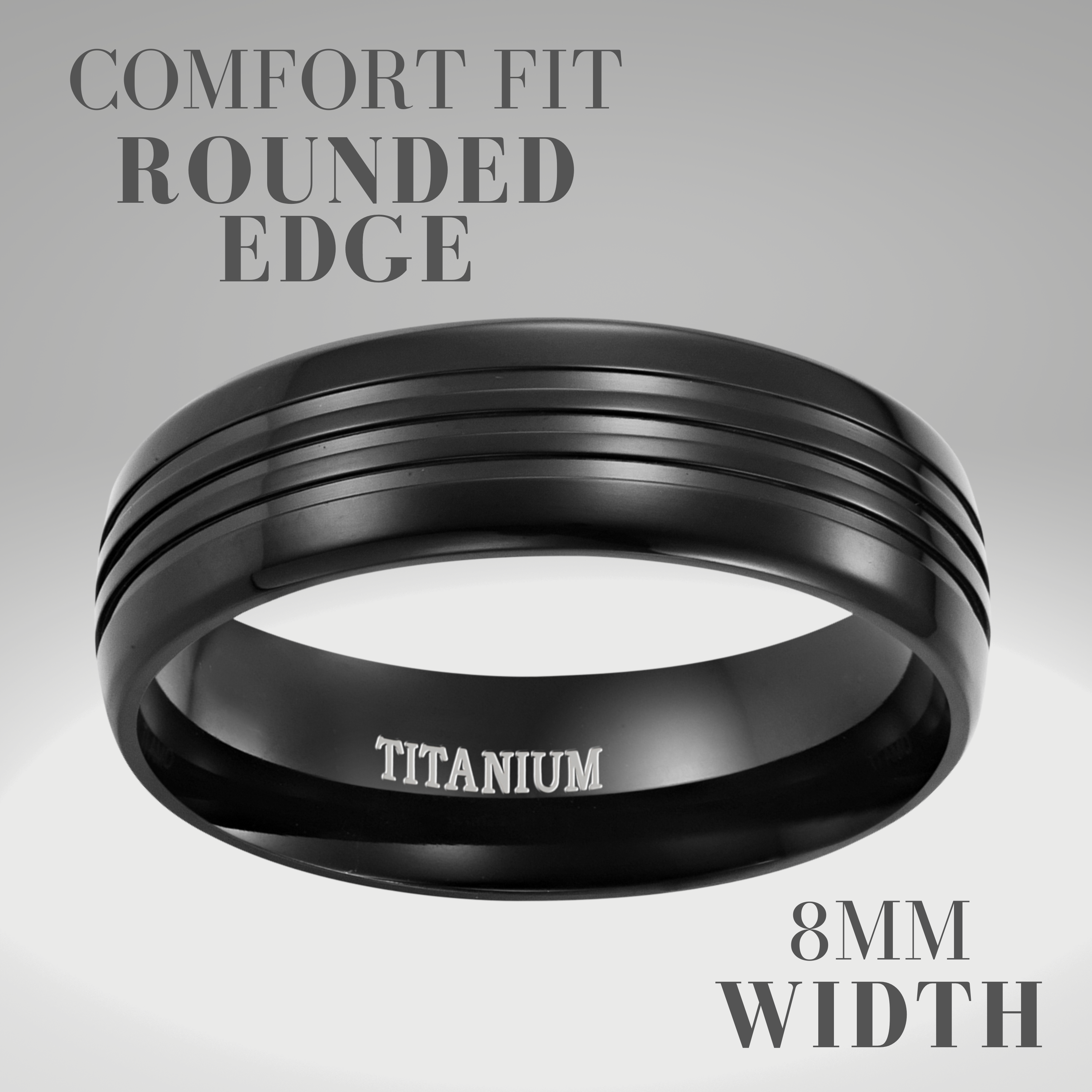 Men's 8mm Black Titanium Ring