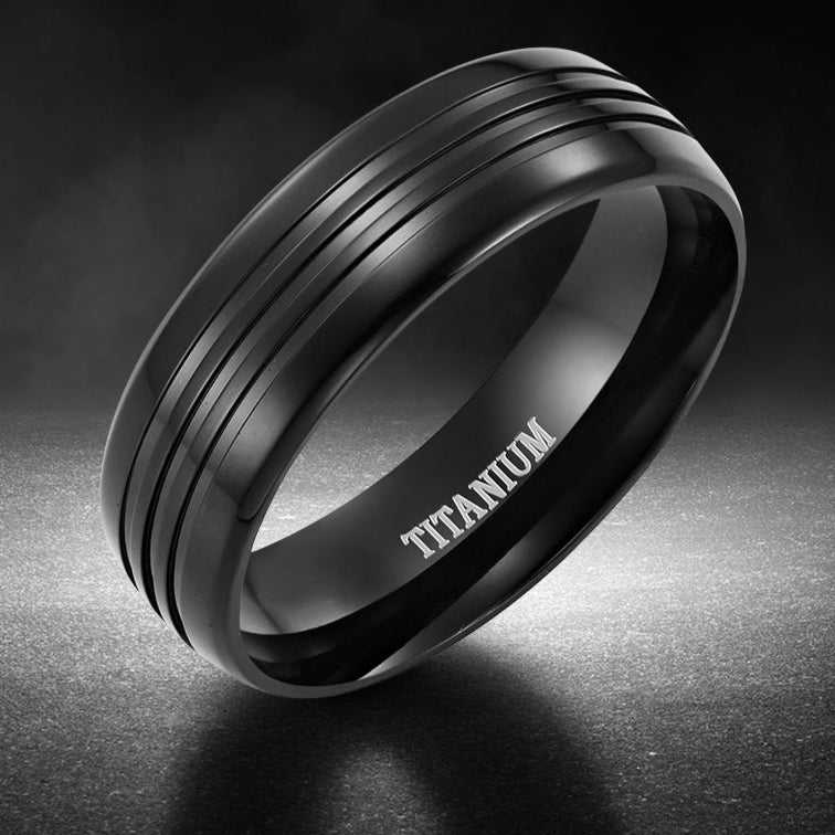 Men's 8mm Black Titanium Ring