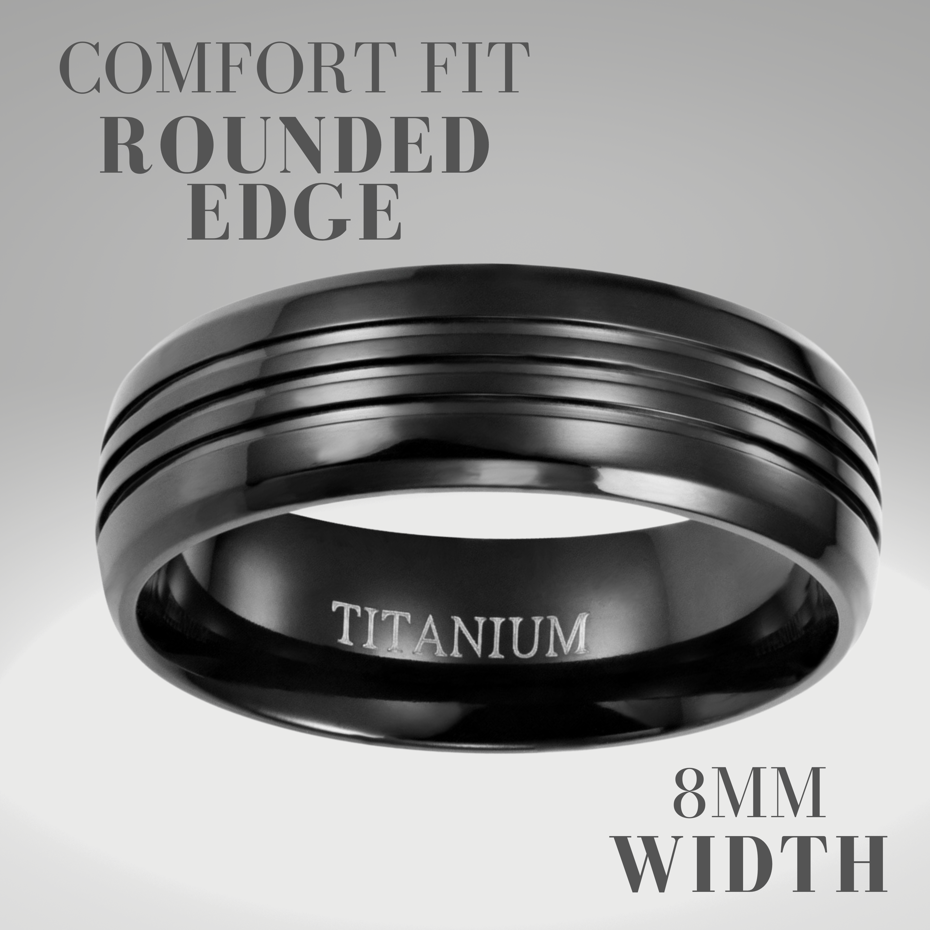 Mens Forever Together Ring Black Titanium 8mm