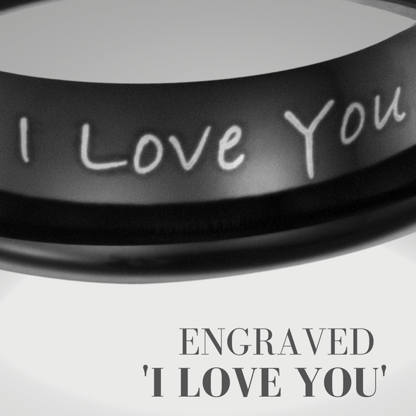 Willis Judd Men's 7mm Tungsten Blue Carbon Fibre Ring Engraved I Love You