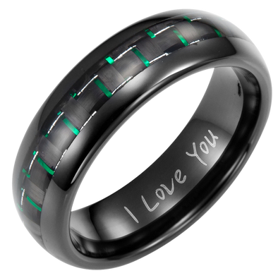 Mens I Love You Ring Black Tungsten 7mm