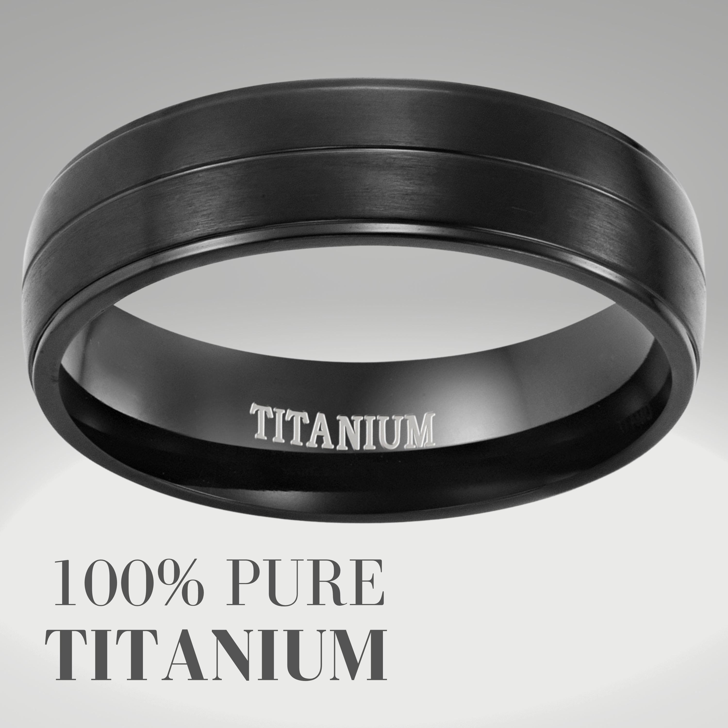 Mens Etched I Love You 7mm Titanium Band Ring