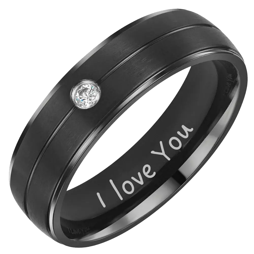 Mens Etched I Love You 7mm Titanium Band Ring