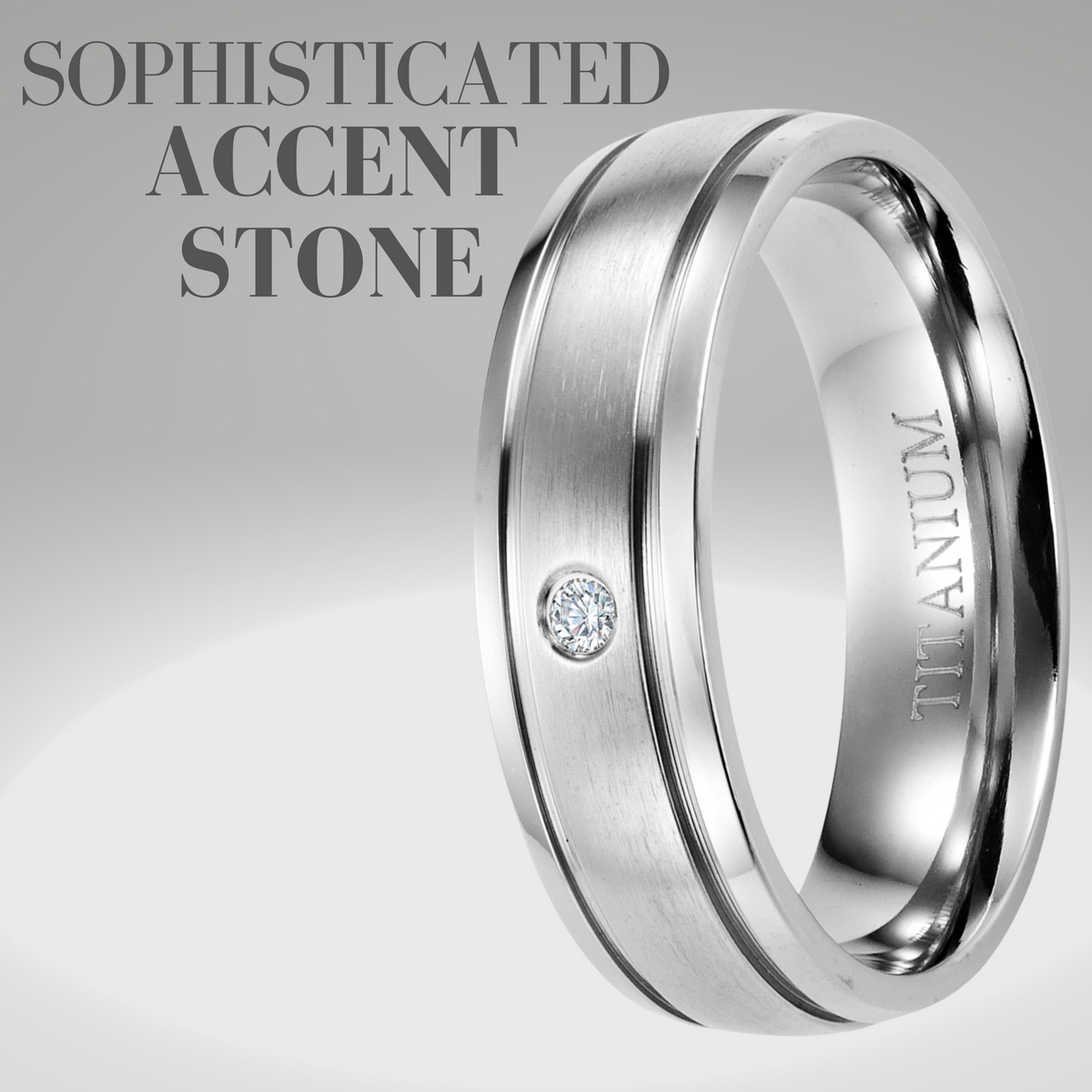 Mens Titanium Ring with accent CZ Stone