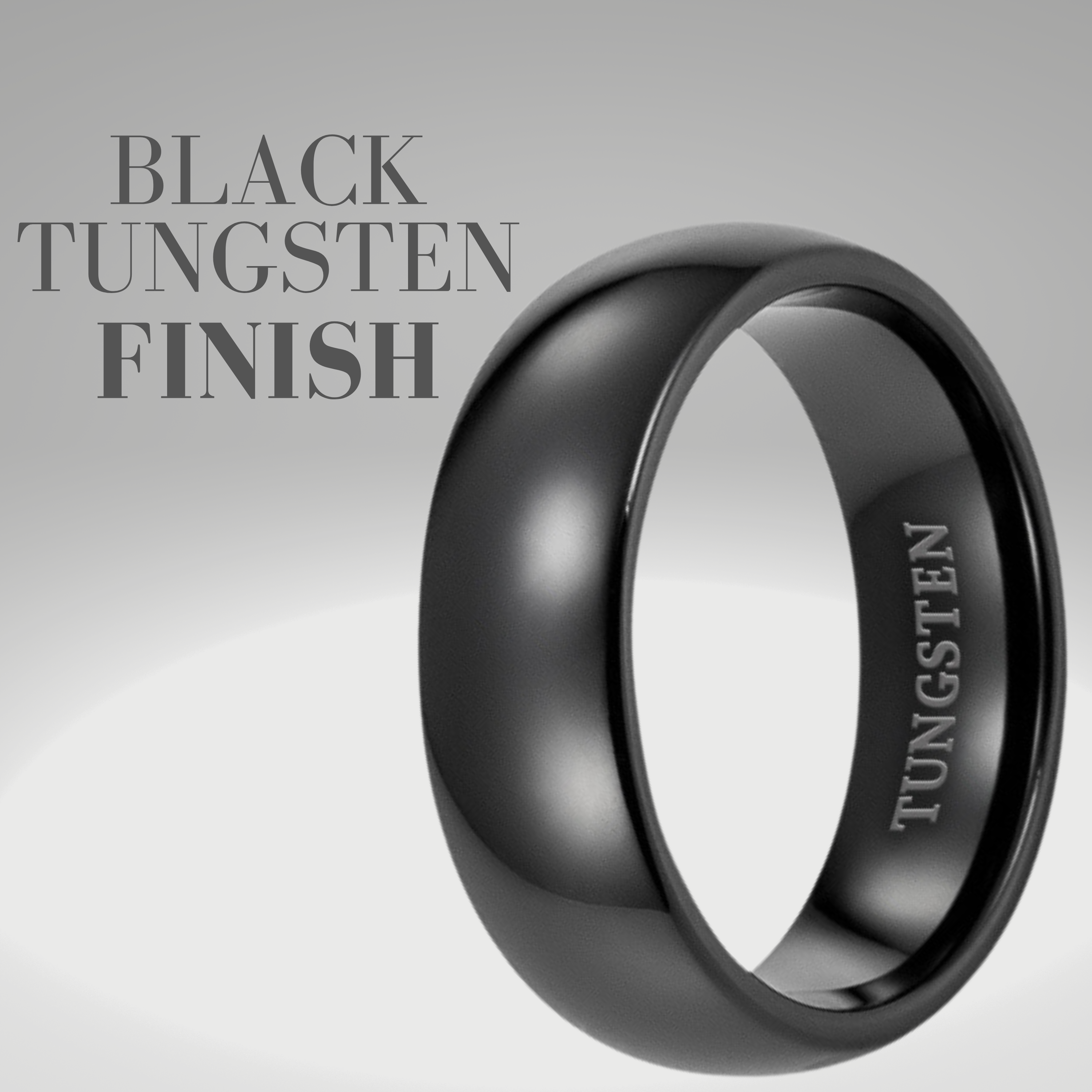 Mens Black Tungsten Ring etched Forever Together 7mm