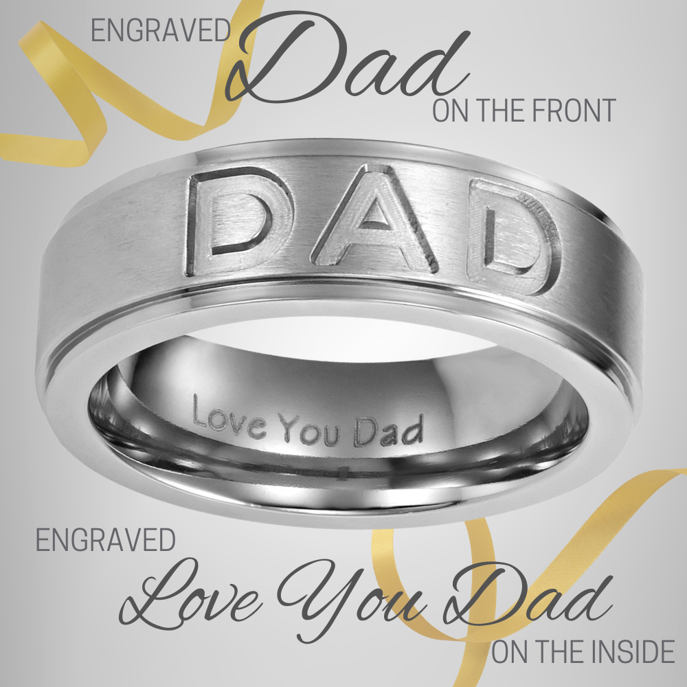 DAD Titanium Ring 7mm Etched Love You Dad