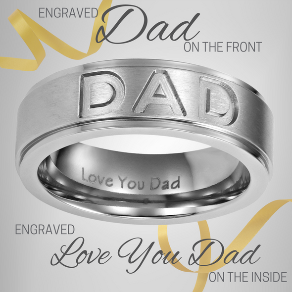 DAD Titanium Ring 7mm Engraved Love You Dad
