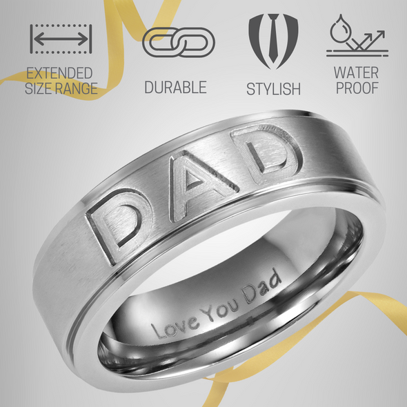 DAD Titanium Ring 7mm Engraved Love You Dad