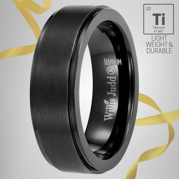DAD Black Titanium Ring 7mm Engraved Love You Dad