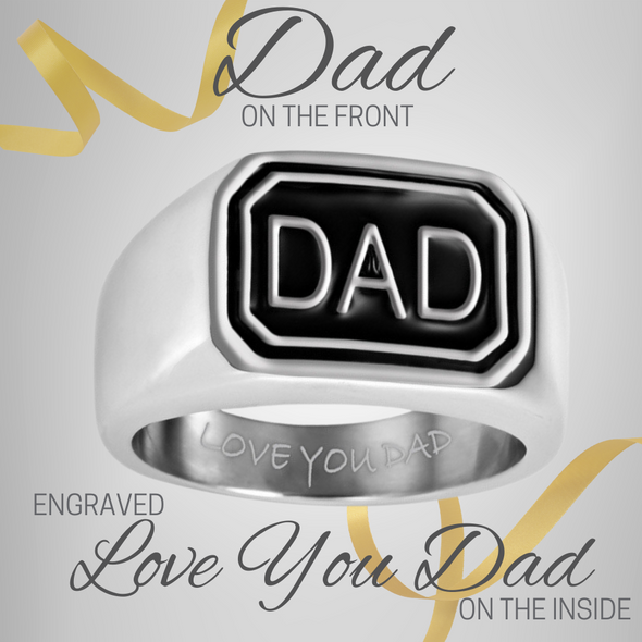 Men's Dad Engraved Ring - Love You Dad, In Gift Pouch