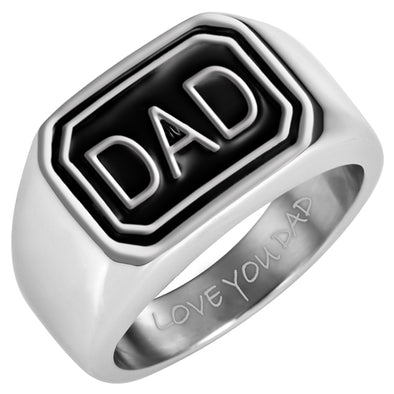 Men's Dad Engraved Ring - Love You Dad, In Gift Pouch