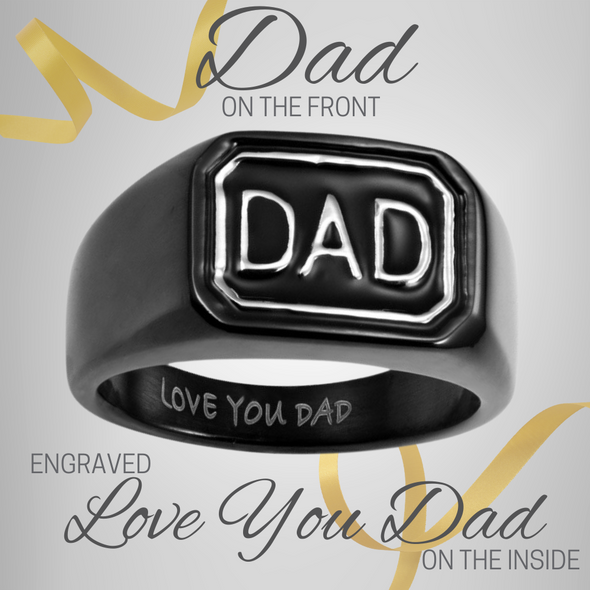 Men's Dad Engraved Ring - Love You Dad (Gift For Fathers Day)