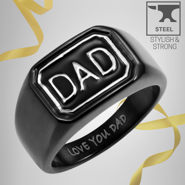 Men's Dad Engraved Ring - Love You Dad (Gift For Fathers Day)