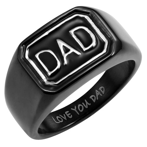 Men's Dad Engraved Ring - Love You Dad (Gift For Fathers Day)